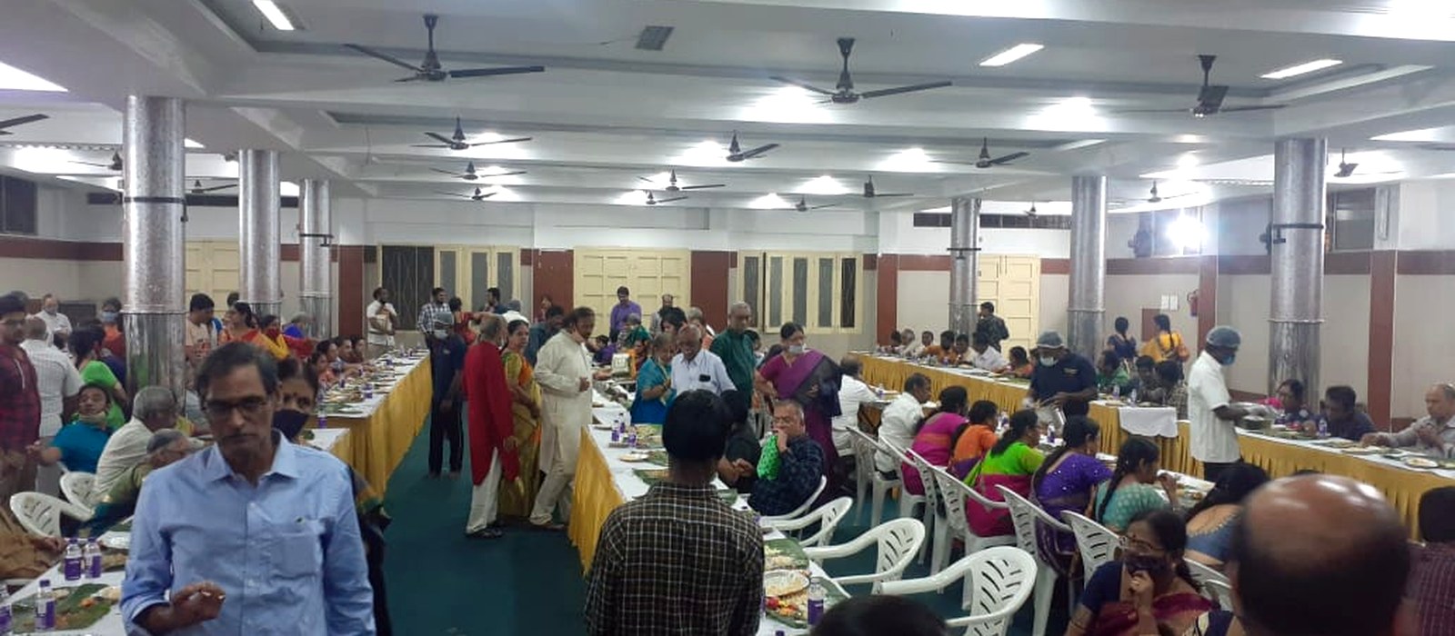 Vegetarian catering thali spread